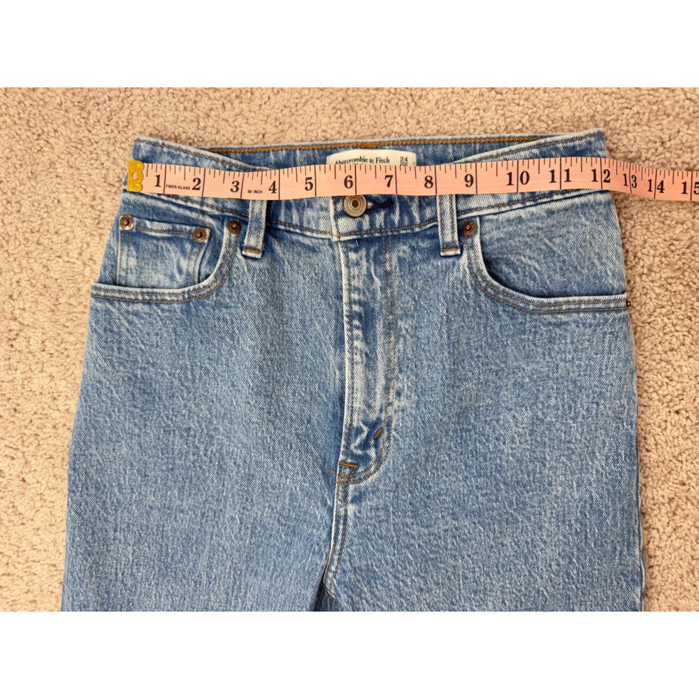 Abercrombie & Fitch The 90s Straight Ultra High Rise Jeans Medium Wash 24 00R - Picture 5 of 16